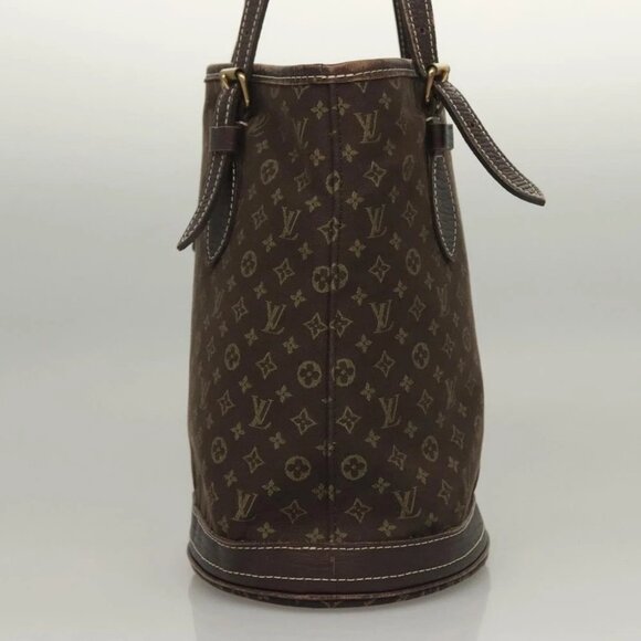 LOUIS VUITTON Monogram Mini Lin Bucket PM Shoulder Bag Brown - Picture 4 of 11